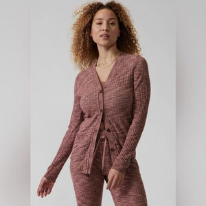 Athleta Women's Ribbed revolve pink Cardigan Sweater size XL